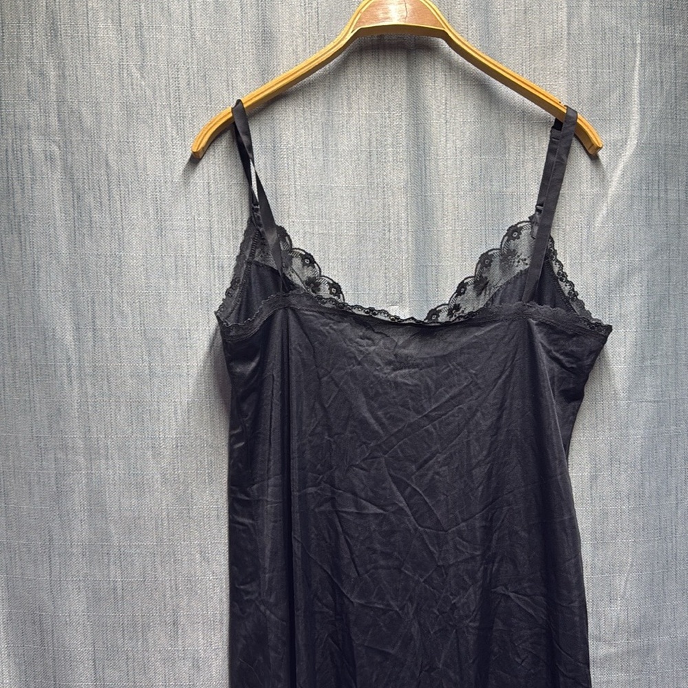 Vintage Elegant Black Lace Trim Slip Dress size large - Picture 8 of 8